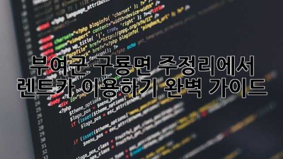 부여군 구룡면 주정리에서 렌트카 이용하기: 완벽 가이드